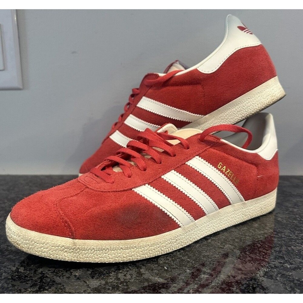 Adidas Originals Gazelle Scarlet Red White Mens Casual Sneakers  Size 10